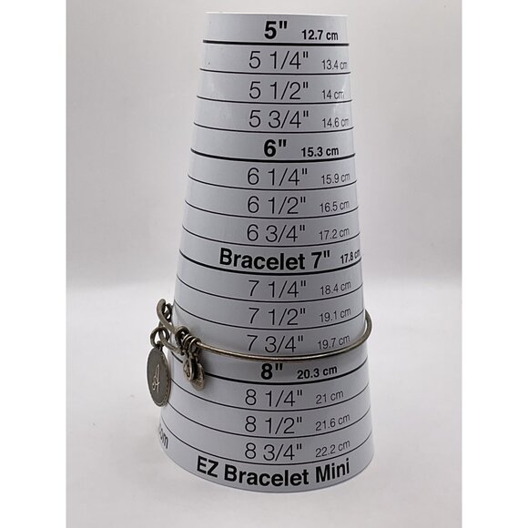 Alex And Ani Initial "A" Silver-Tone Charm Bracelet Adjustable Fit Pre-Owned - Picture 4 of 4
